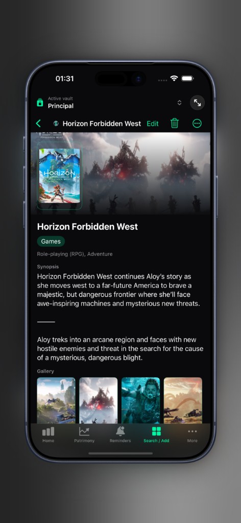 Axior on iPhone showing Organize your world.