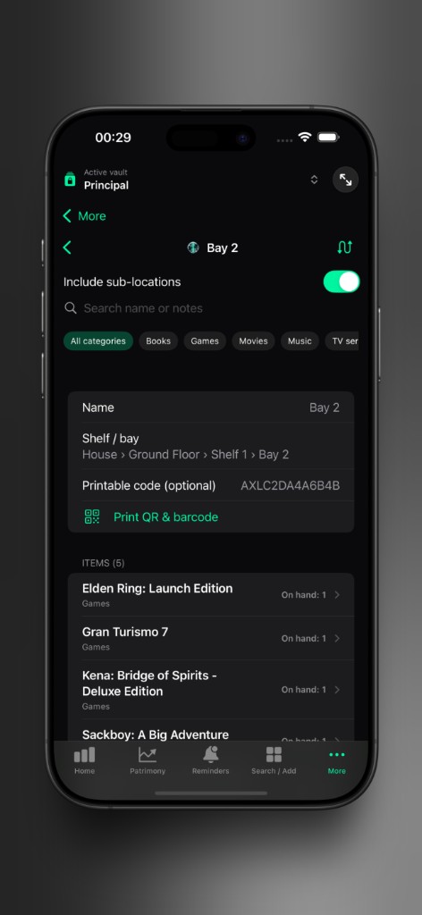 Axior on iPhone showing Location detail.