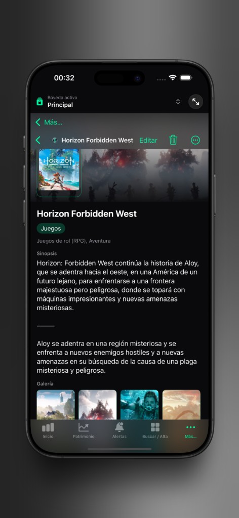 Captura de Axior en iPhone mostrando Organiza tu mundo.