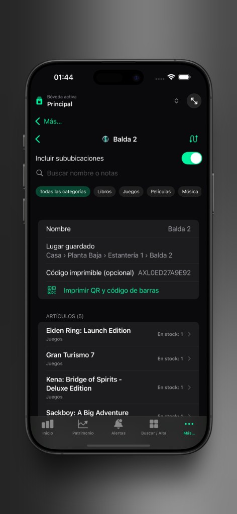 Captura de Axior en iPhone mostrando Detalle de ubicación.
